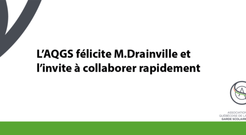 L’AQGS félicite M.Drainville et l’invite à collaborer rapidement
