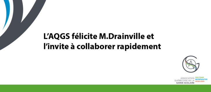 L’AQGS félicite M.Drainville et l’invite à collaborer rapidement